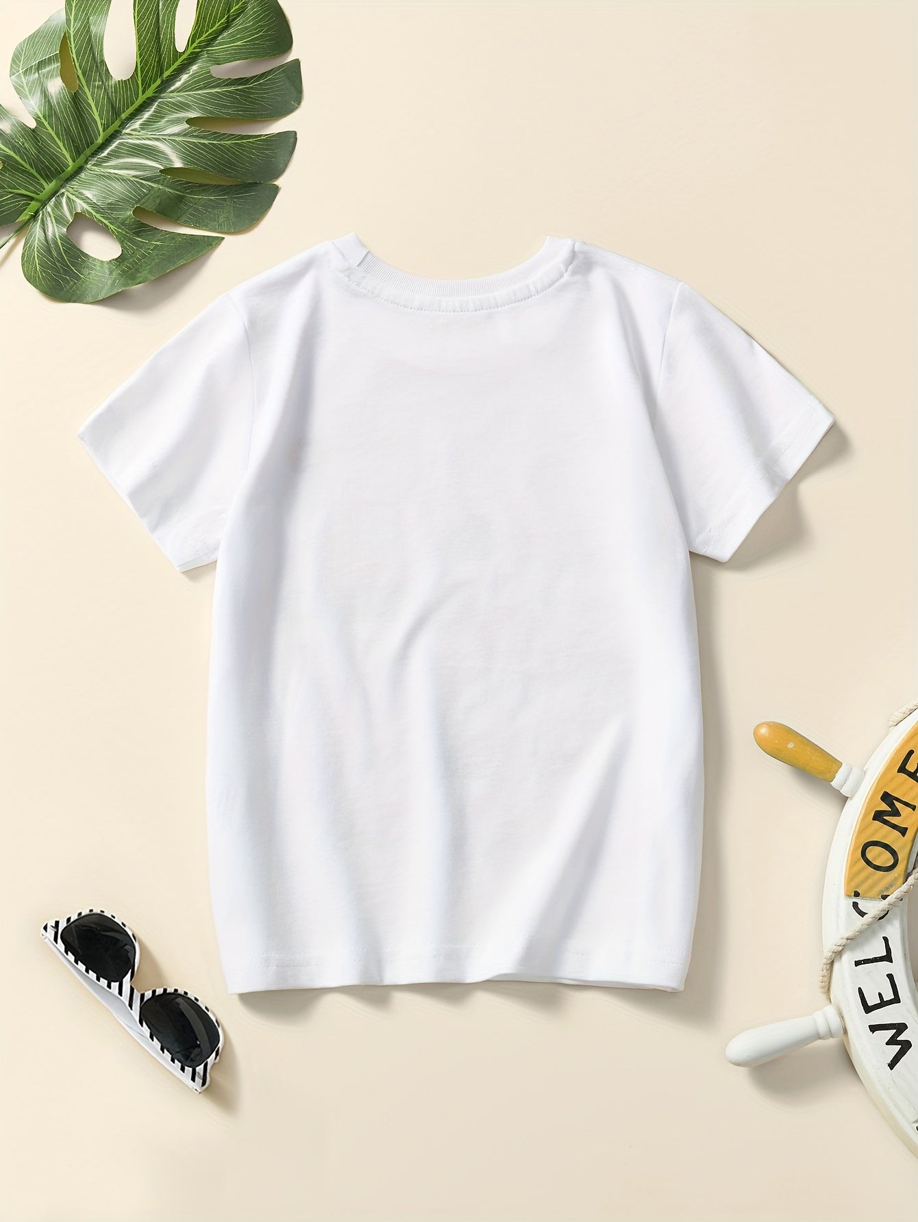 Boys' Pure Cotton Short-Sleeve T-Shirt with Excavator Print, Summer Breathable Trendy Style