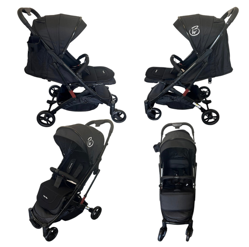 Mico Compact Folding Travel Stroller with Cup Holder and Extra Liner - BLACK