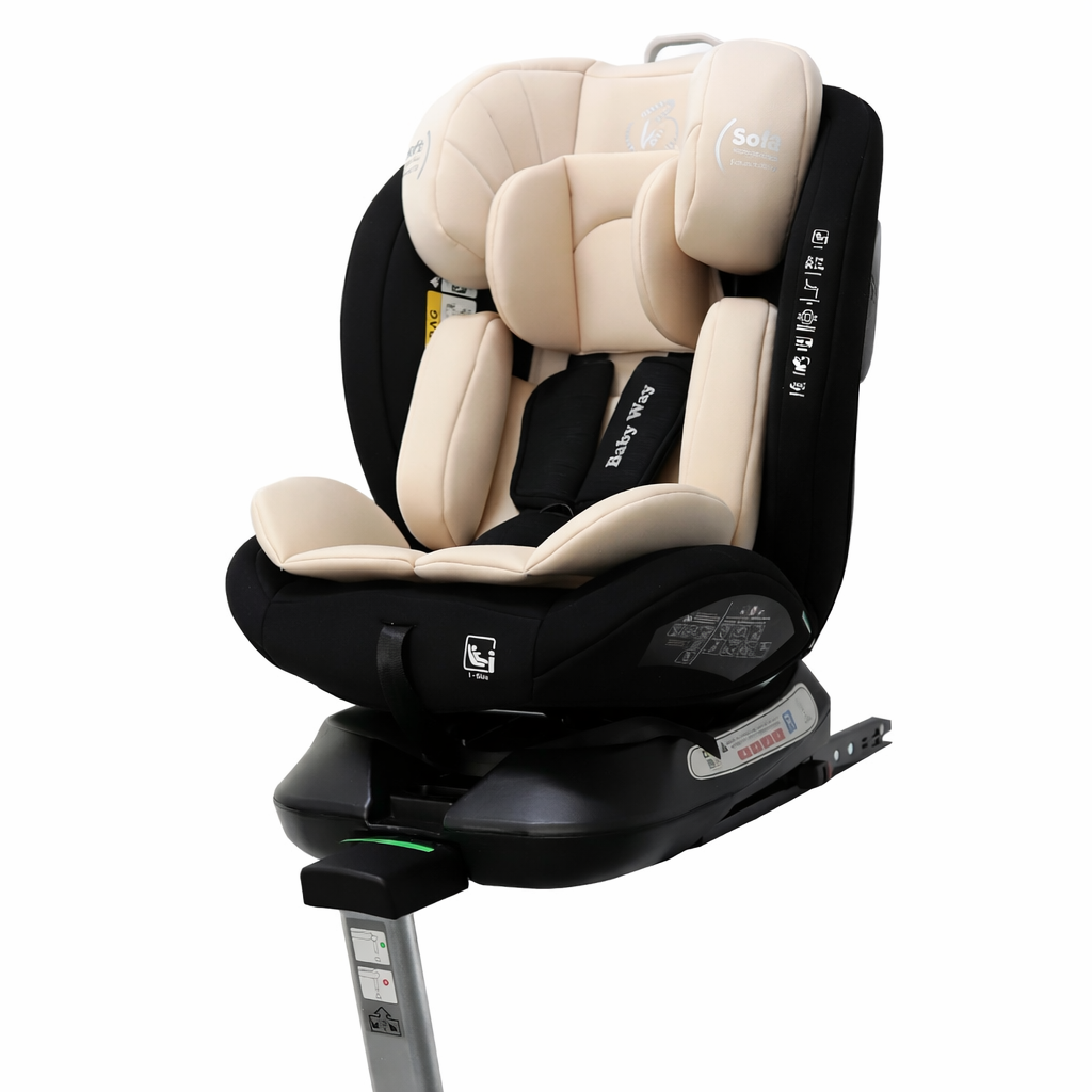 SpinGuard Beige i-Size 360 Rotating Car Seat with ISOFIX and Support Leg