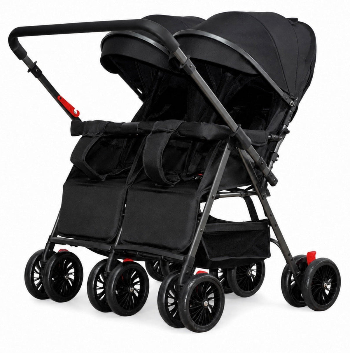 TwinGo Black 2-Way Folding Compact Double / Twin Stroller + Rain Cover