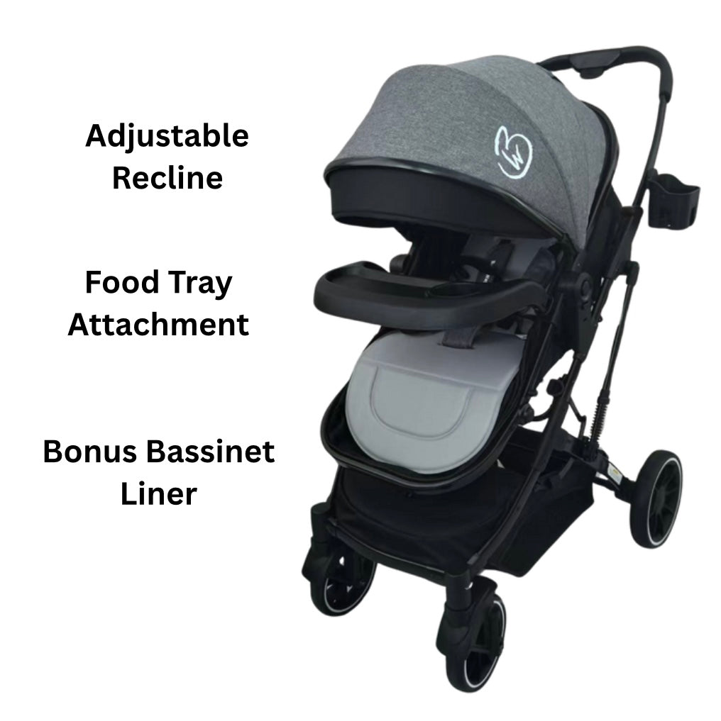 Preorder - Gold Series 3 in 1 Travel System - Stroller + Bassinet + Capsule with Food Tray - Beige/Gold