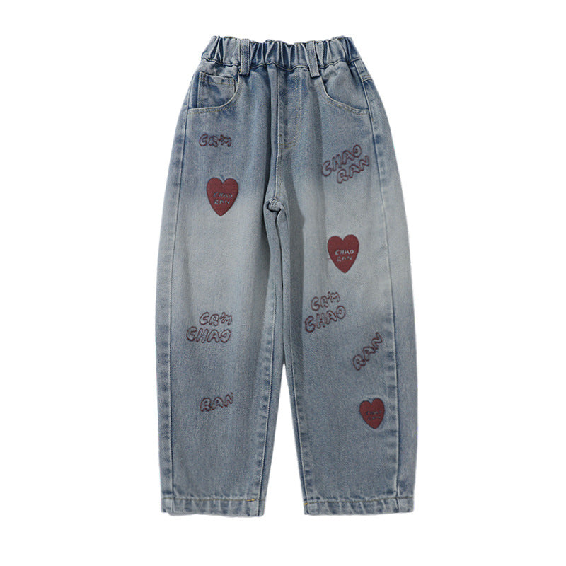Denim Pants Unisex Kids Trendy Dad Pants Casual Versatile