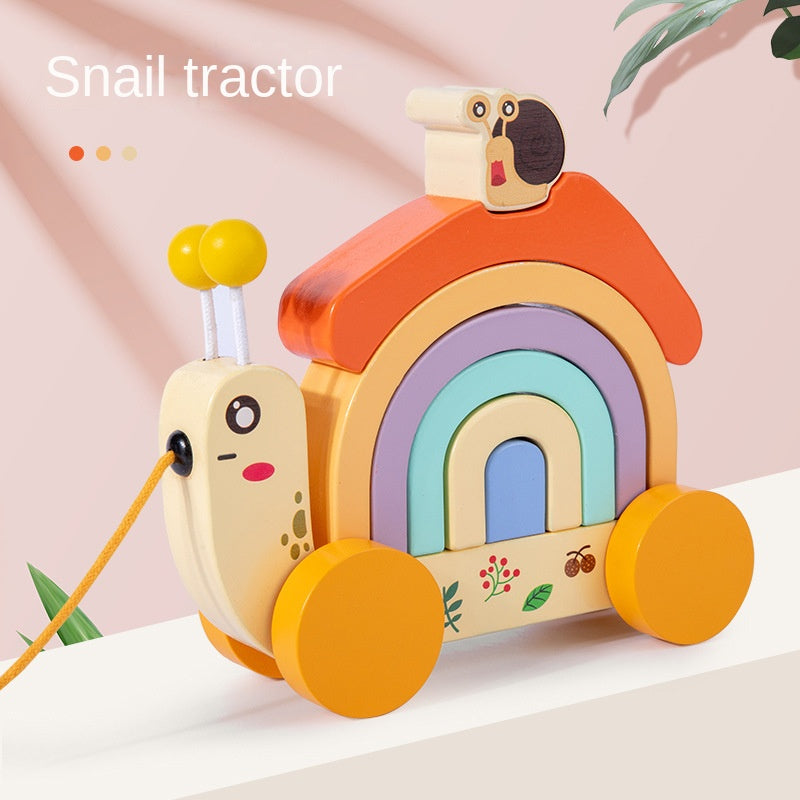 Wooden Rainbow Snail Walker Toy