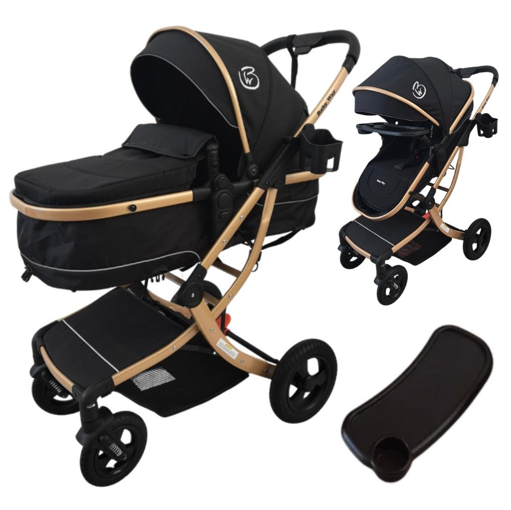 Starla Gold 2in1 Stroller – Bassinet to Seat All-Terrain Pram + Food Tray
