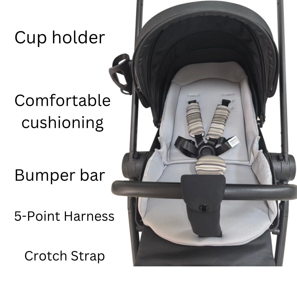 Crown Y – Luxury Reversible Open Bassinet Stroller with Sunshade and Extended Canopy