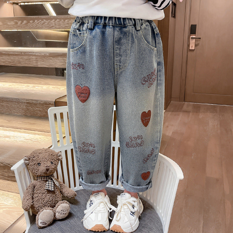 Denim Pants Unisex Kids Trendy Dad Pants Casual Versatile