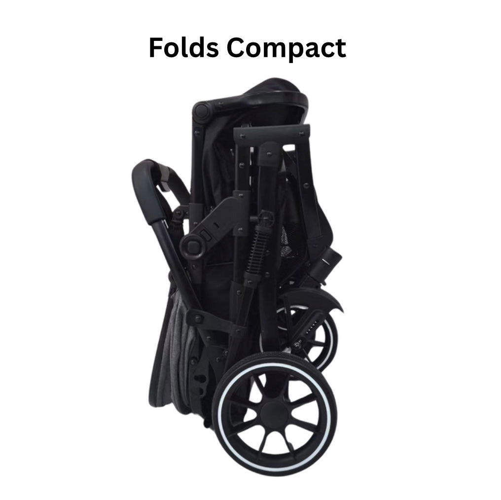 Preorder - Gold Series 3-in-1 Travel System - Bassinet + Stroller + Capsule with Food Tray - Grey/Black