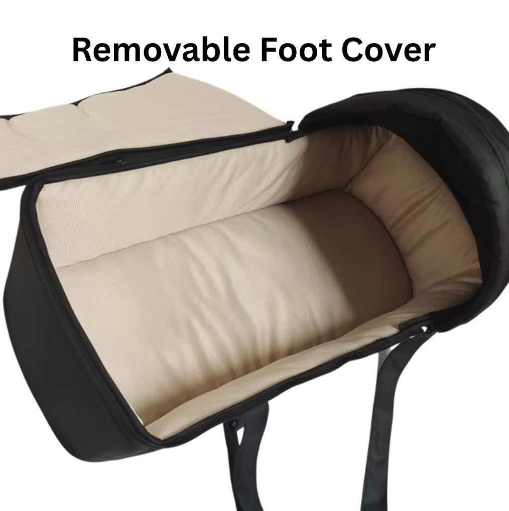 Cocoon Portable Stroller Soft Carry Cot with Foot Cover and Canopy - BLACK