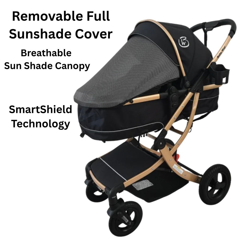 Starla Gold with Pink Colour Pack - 2-in-1 Bassinet to Seat Stroller + Food Tray