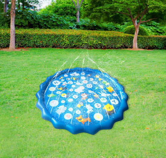 Pet Dog Sprinkler Splash Pad Mat Kids Water Play Spray Pool Toy 100cm