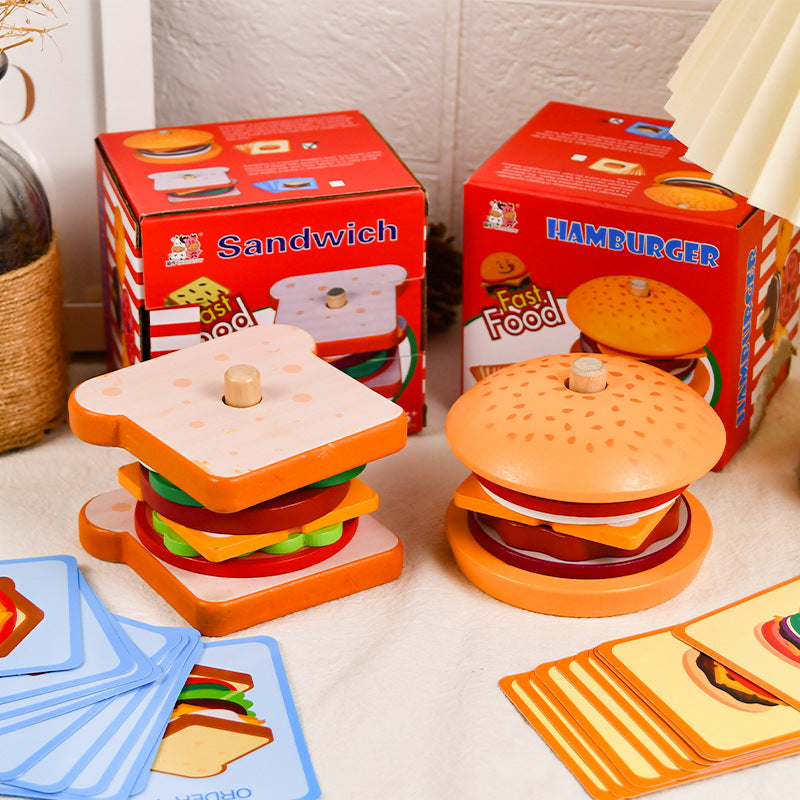 Wooden Burger & Food Play Set