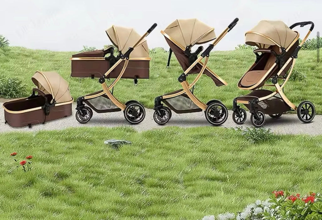 The Mint - 2 in 1 High View Reversible bassinet Stroller for 0-3 years KHAKI