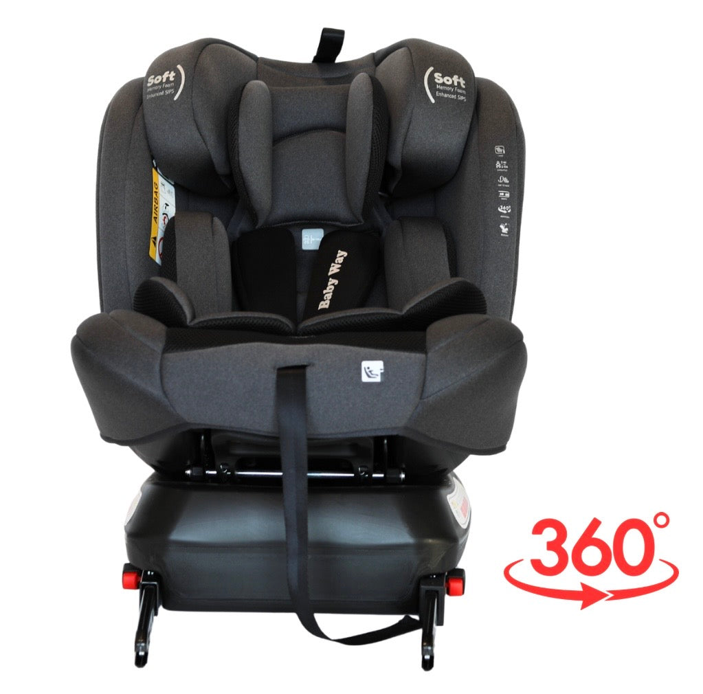 Preorder - All-Rider Charcoal 360 Rotating Convertible iSize Car Seat with ISOFIX and Top Tether