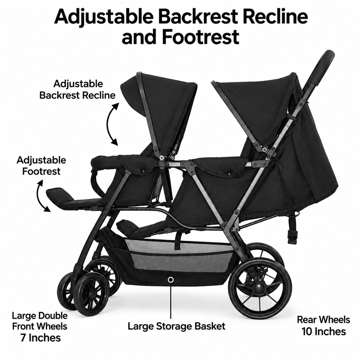 Duo Lite - Tandem Twin Compact Double Stroller with Rain Cover