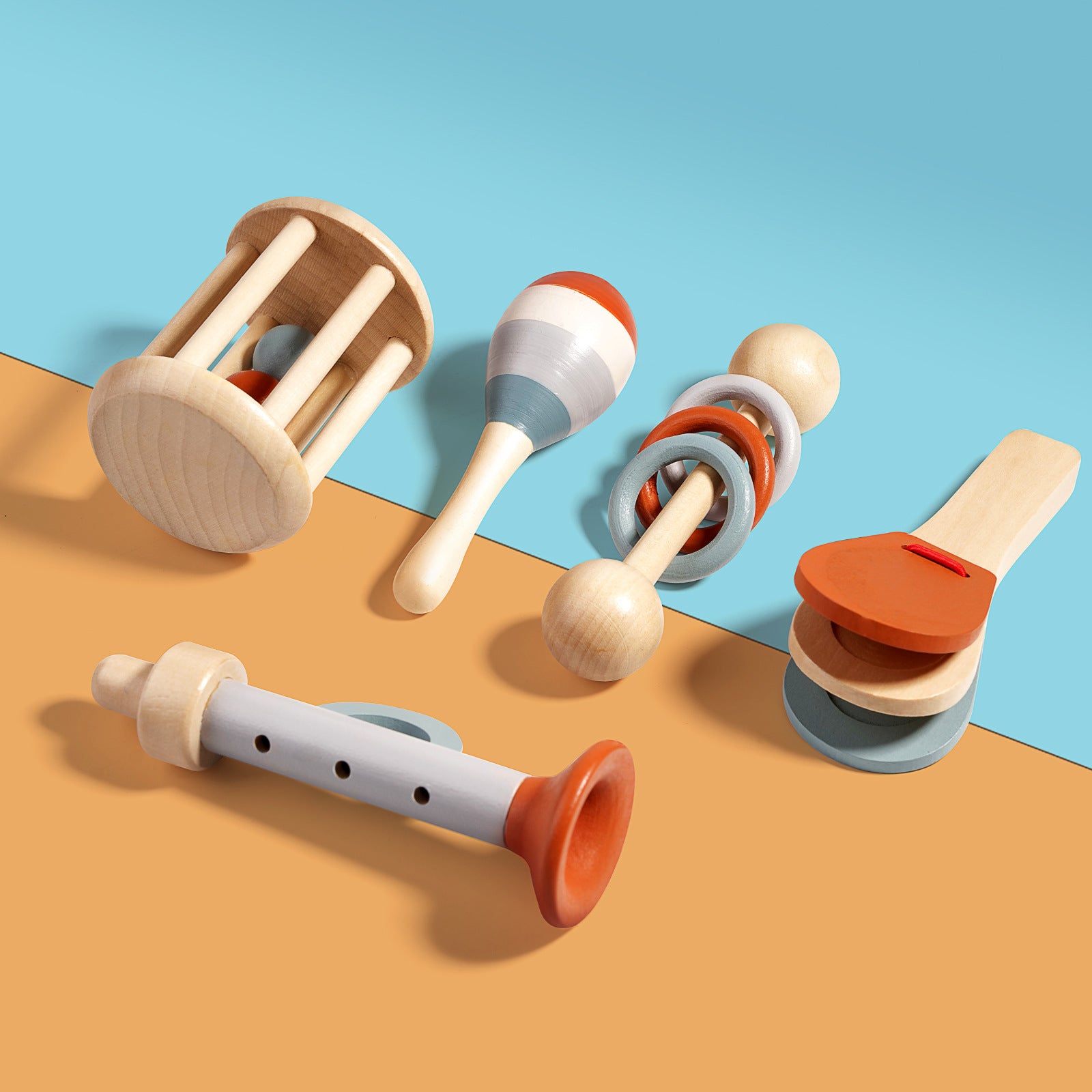Wooden Cage Bell Baby Rattle Toy