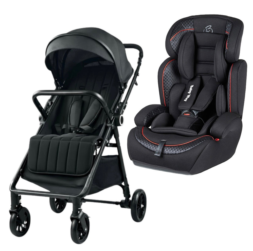 NextSteps Compact Travel Stroller & Booster Car Seat Combo BLACK