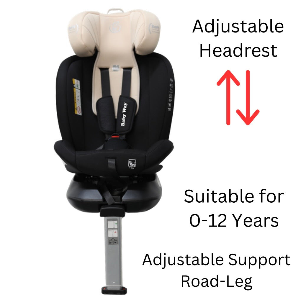SpinGuard Beige i-Size 360 Rotating Car Seat with ISOFIX and Support Leg
