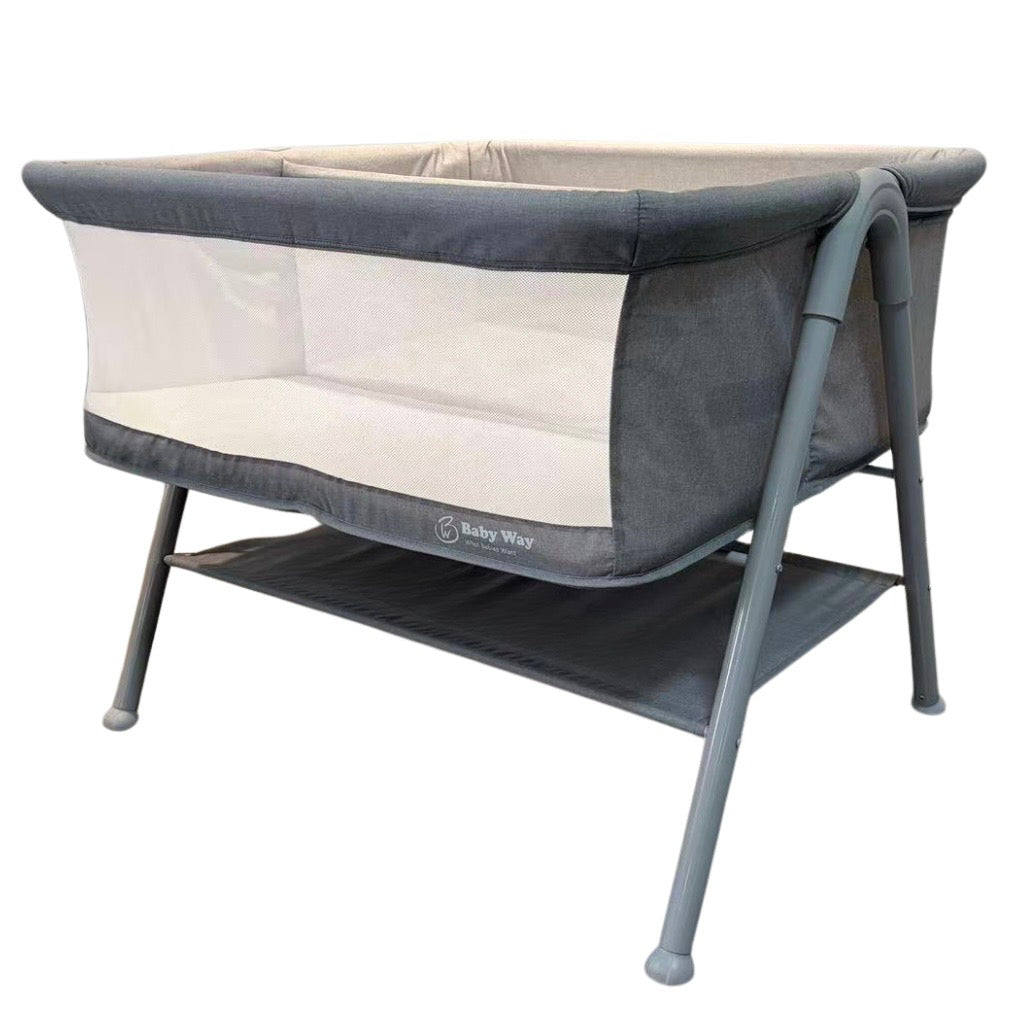Twin CloudNest Baby Double Bassinet Bed with Storage Shelf - GREY