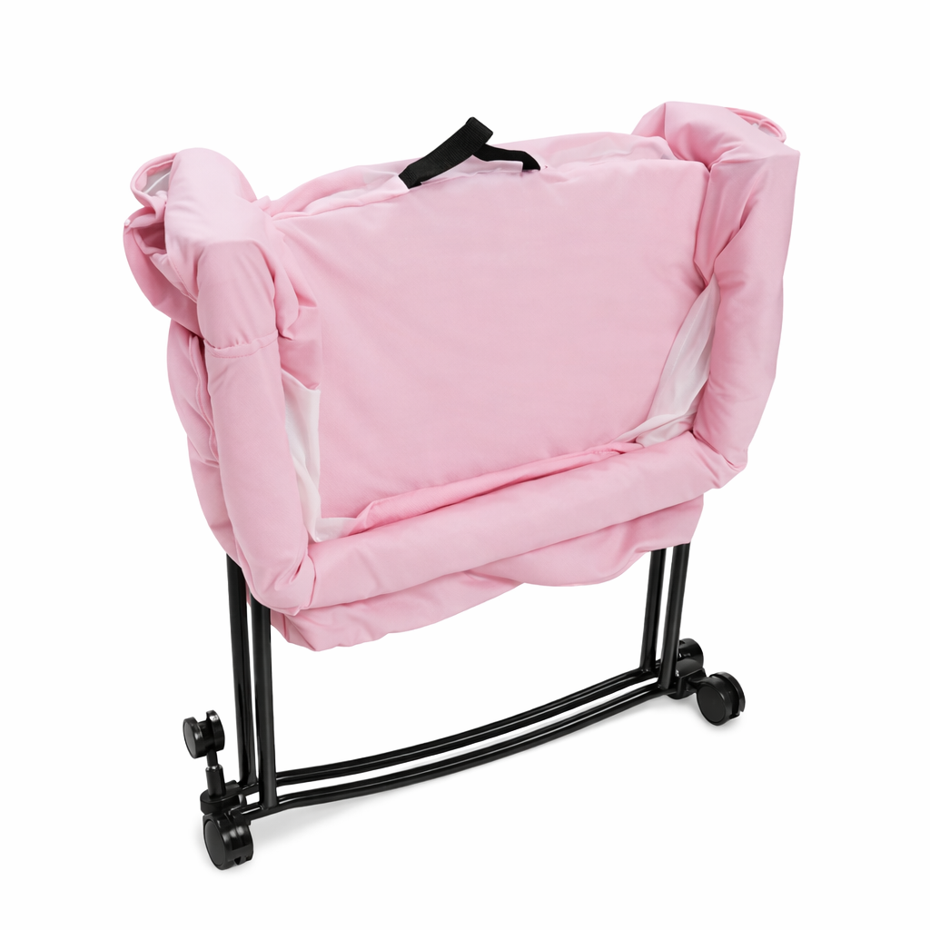 Luna Portable Compact Folding Baby Bassinet with Canopy and Locking Wheels