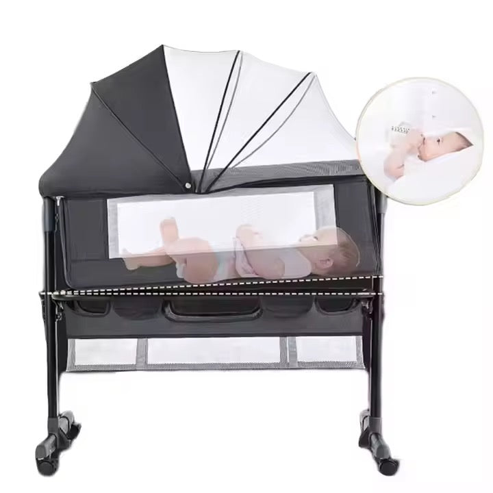 Lucca Baby Bassinet Cradle Co-Sleeper Bed with Canopy and Storage Basket