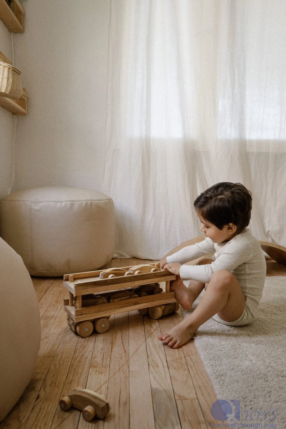 Wooden Car Transport Truck - QToys | Wooden Toy NZ