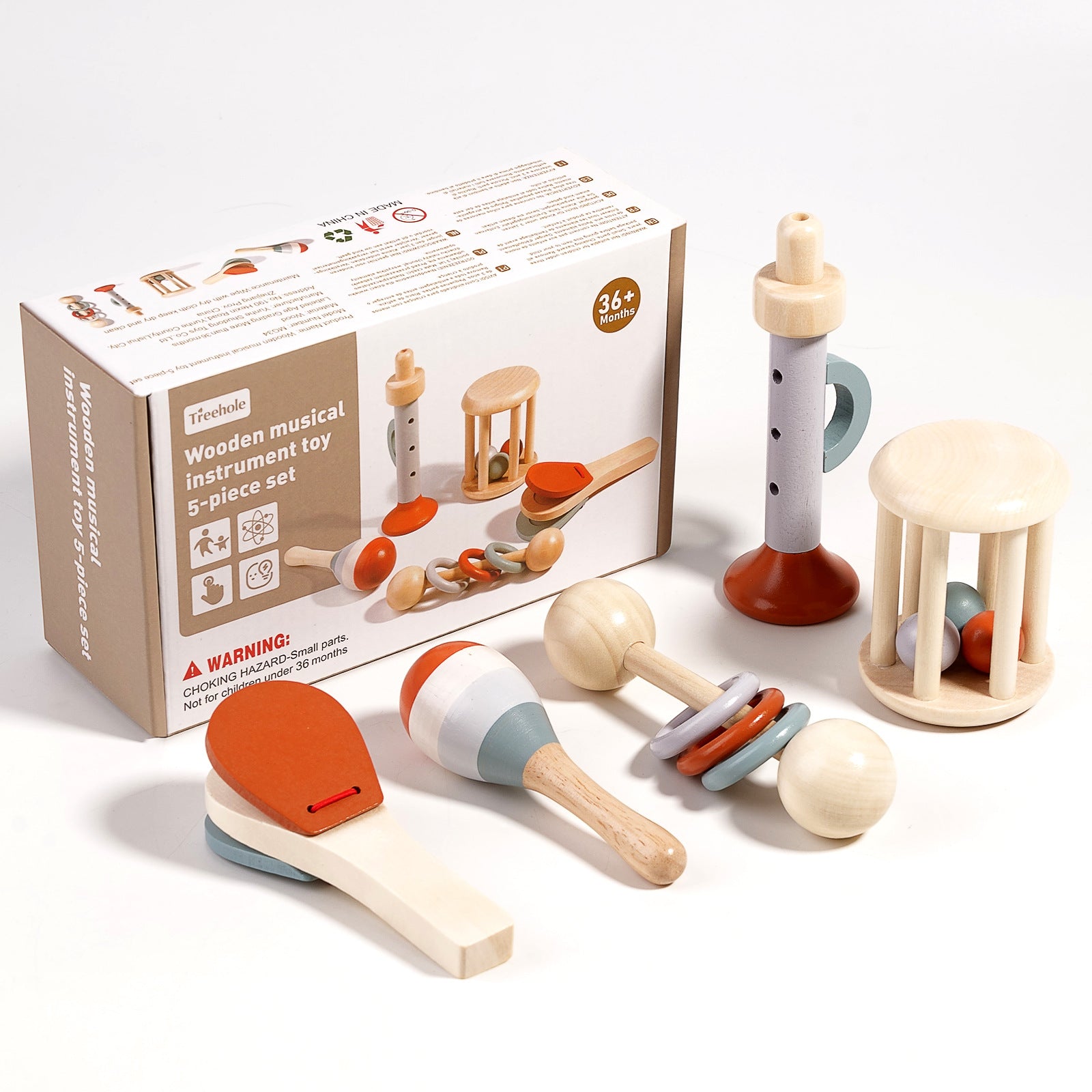 Wooden Cage Bell Baby Rattle Toy