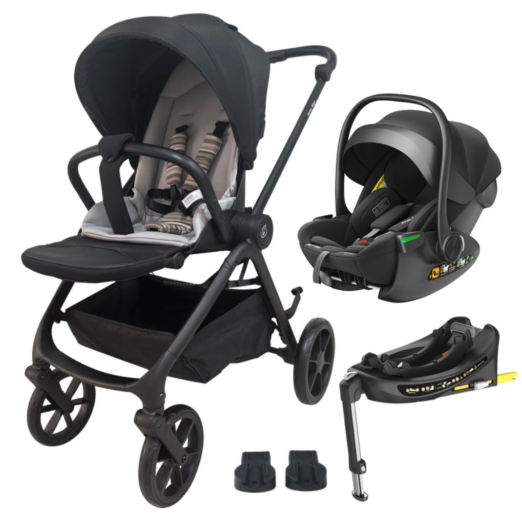 Crown Y Luxury Travel System - Reversible Stroller + Reclining i-Size Capsule + Rotating ISOFIX Base