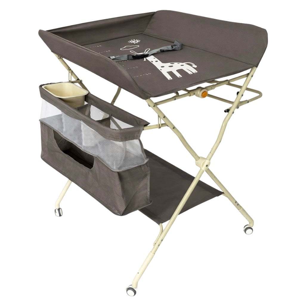 Foldable Baby Changing Table with Storage, Water Basin & Clothes Line