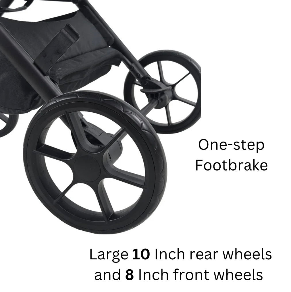 Crown Y – Luxury Reversible Open Bassinet Stroller with Sunshade and Extended Canopy