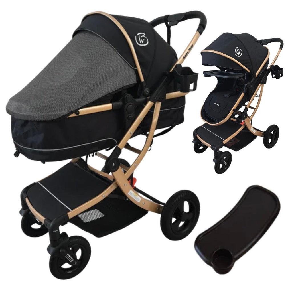 Starla Gold with Pink Colour Pack - 2-in-1 Bassinet to Seat Stroller + Food Tray