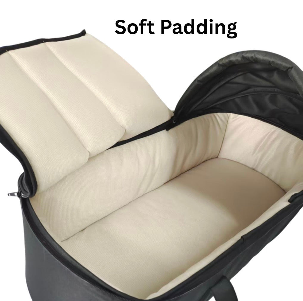 Cocoon Portable Stroller Soft Carry Cot with Foot Cover and Canopy - BLACK