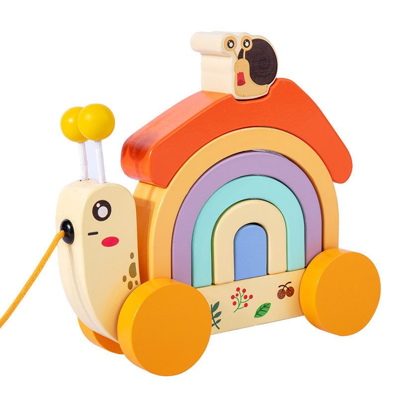 Wooden Rainbow Snail Walker Toy