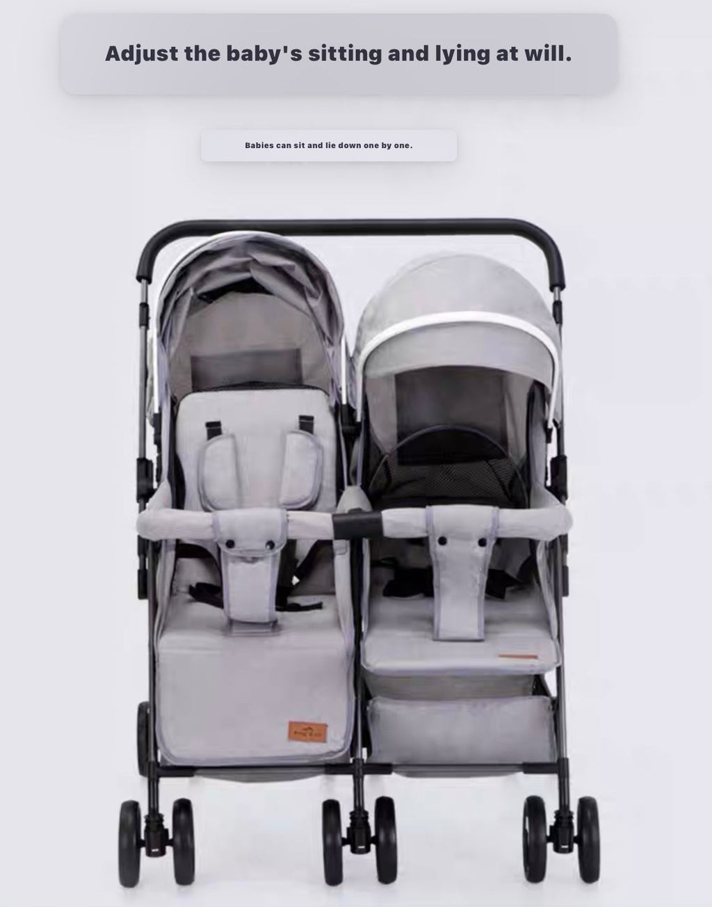 Black 2-Way Folding Compact Double / Twin Stroller + Rain Cover