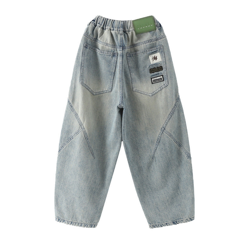 Boy's Jeans Casual Long Pants for Kids Trendy Street Style