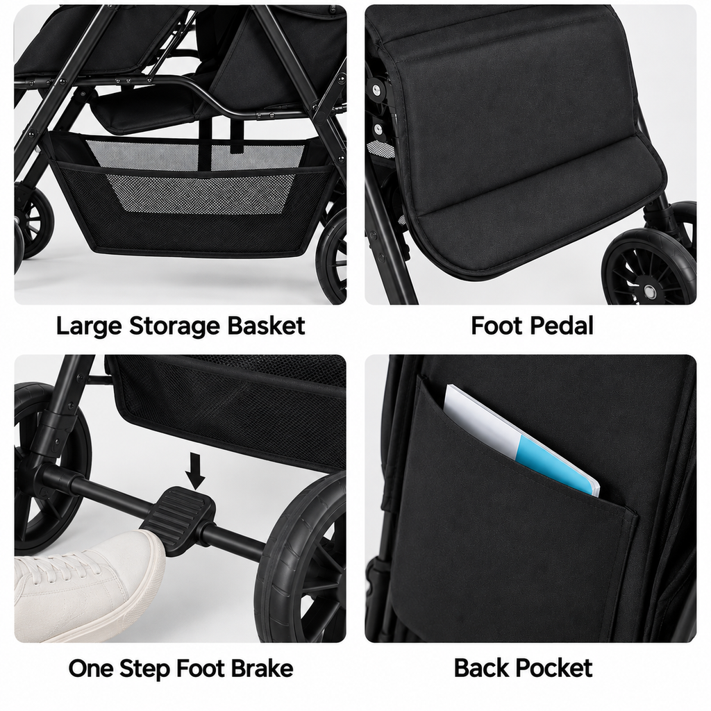 Duo Lite - Tandem Twin Compact Double Stroller with Rain Cover