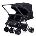 Black 2-Way Folding Compact Double / Twin Stroller + Rain Cover