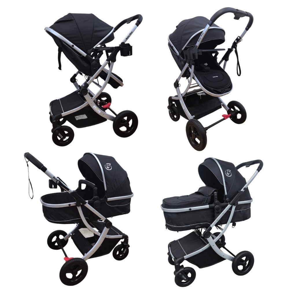 Legacy Travel System - Stroller + Bassinet + Capsule with Mattress and Food Tray - BLACK
