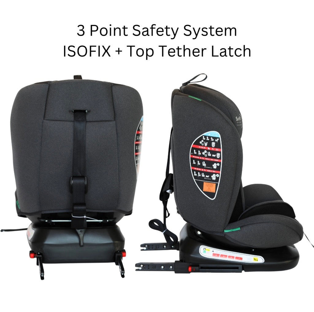 Preorder - All-Rider Charcoal 360 Rotating Convertible iSize Car Seat with ISOFIX and Top Tether