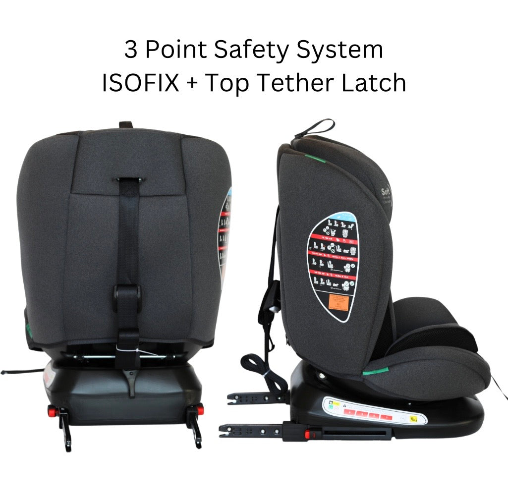 Preorder - All-Rider Charcoal 360 Rotating Convertible iSize Car Seat with ISOFIX and Top Tether