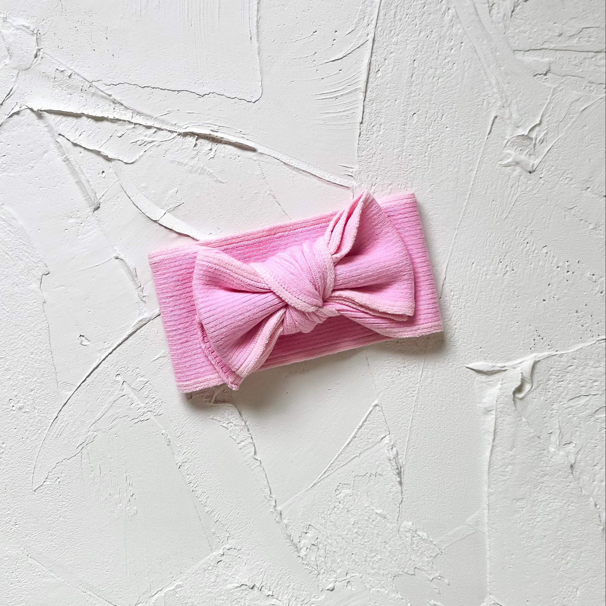 Basics ribbed knit bow headband - Cherry blossom