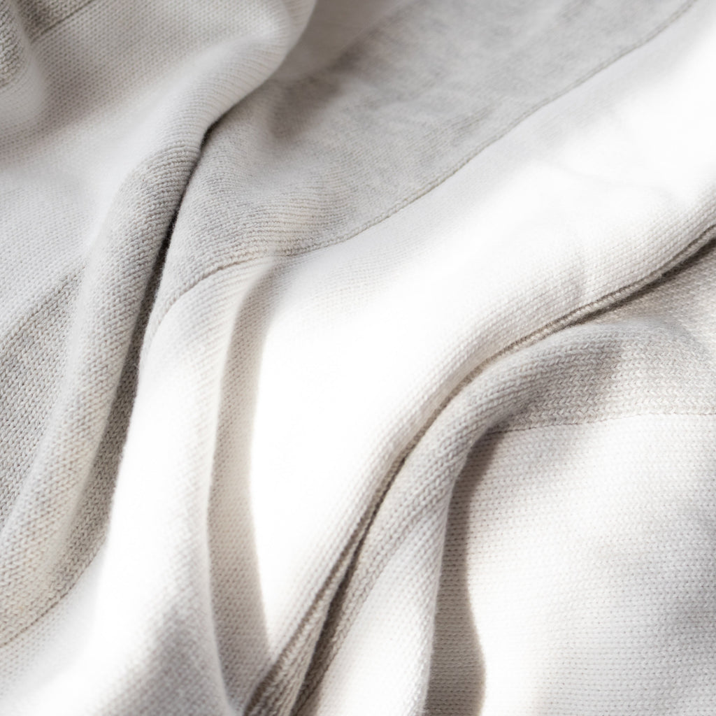 Knit blanket - Large stripes milk and mist