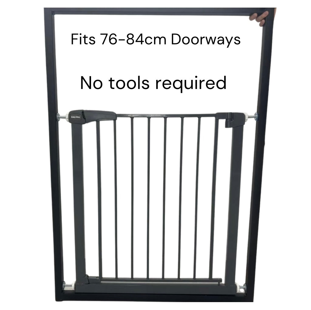 Grey Safety Gate – Secure Baby & Pet Barrier (Fits 75-84 cm Doors)