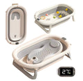 Foldable Baby Bath with Digital Thermometer & Newborn Support Rack - GREY