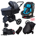 Supra Sapphire Bundle - 4in1 Stroller Buggy + Bassinet + Capsule with ISOFIX Base Combo with 360 GoldSpin Rotating Convertible Car Seat