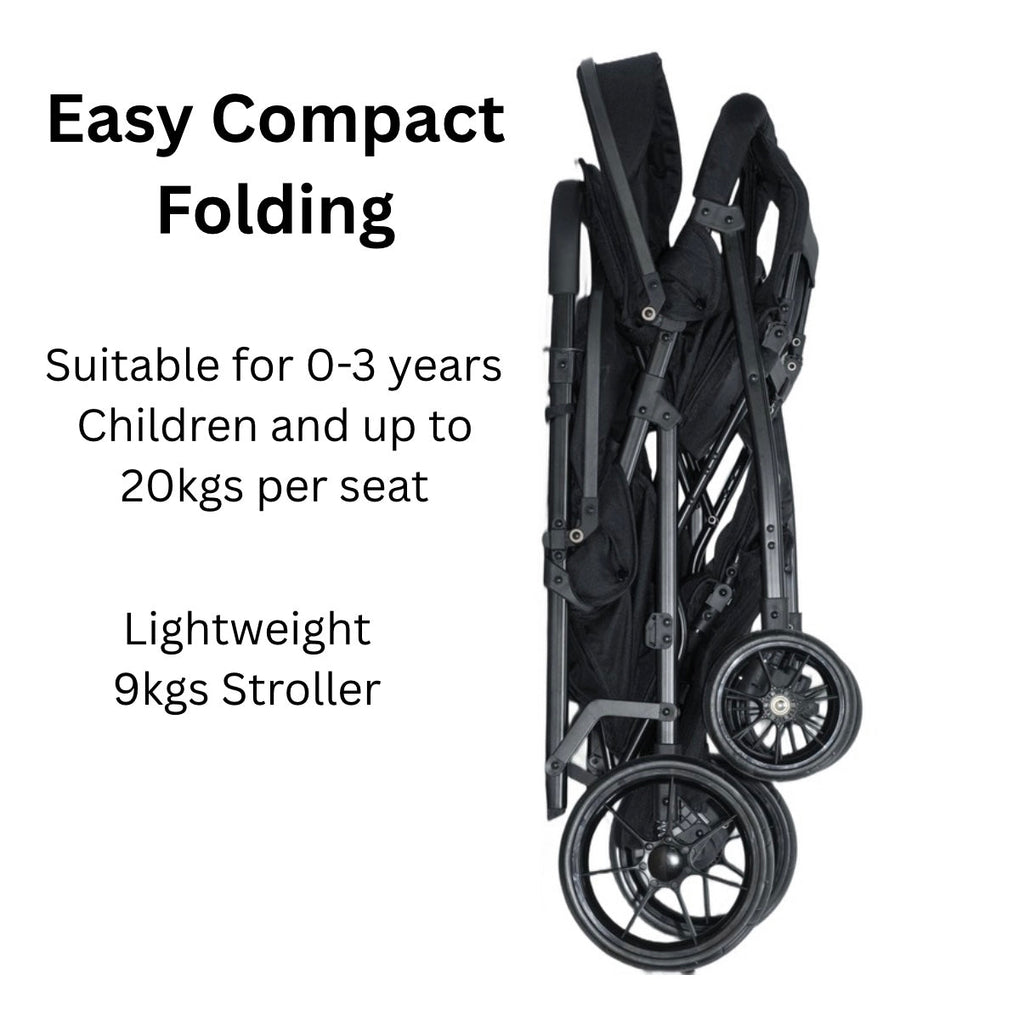 Duo Lite - Tandem Twin Compact Double Stroller with Rain Cover