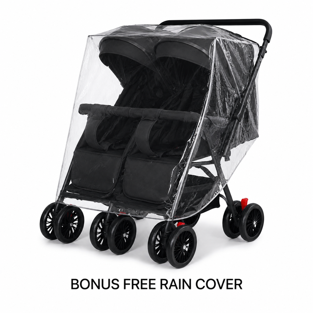 TwinGo Black 2-Way Folding Compact Double / Twin Stroller + Rain Cover