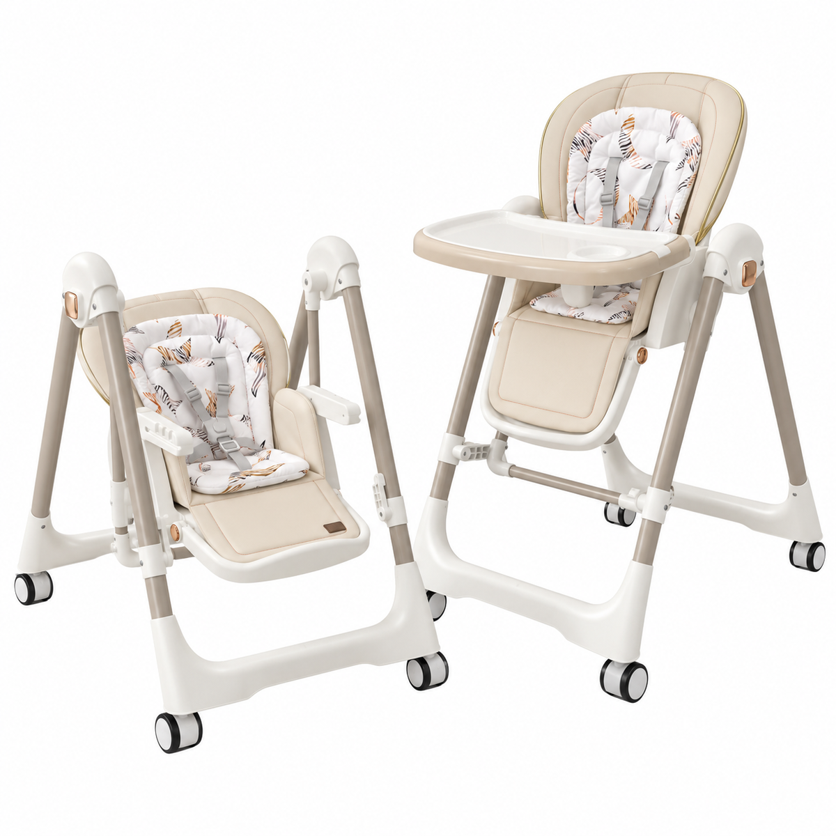Jupiter Beige 2-in-1 High Chair & Swing, Height Adjustable and Recline