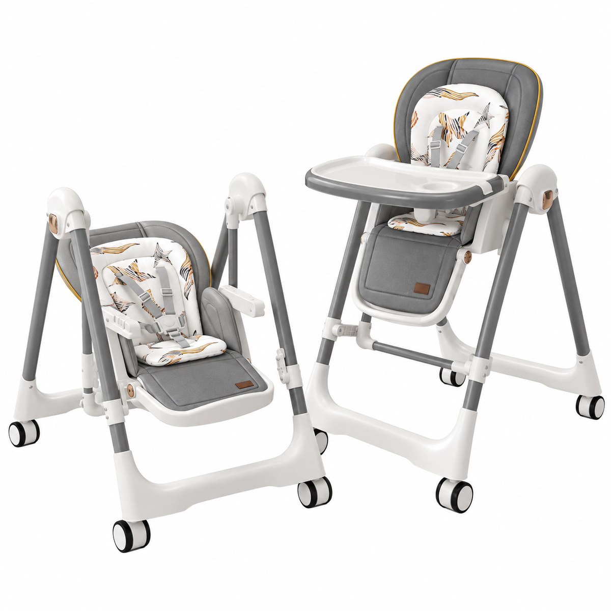 Jupiter Grey 2-in-1 Baby High Chair & Swing, Height Adjustable and Recline