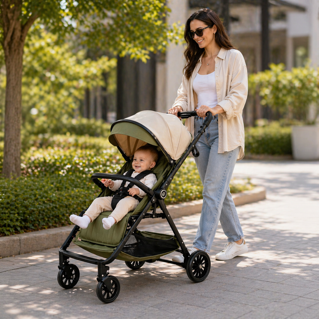 Roam Switch Lightweight Reversible Handlebar Compact Baby Stroller - OLIVE