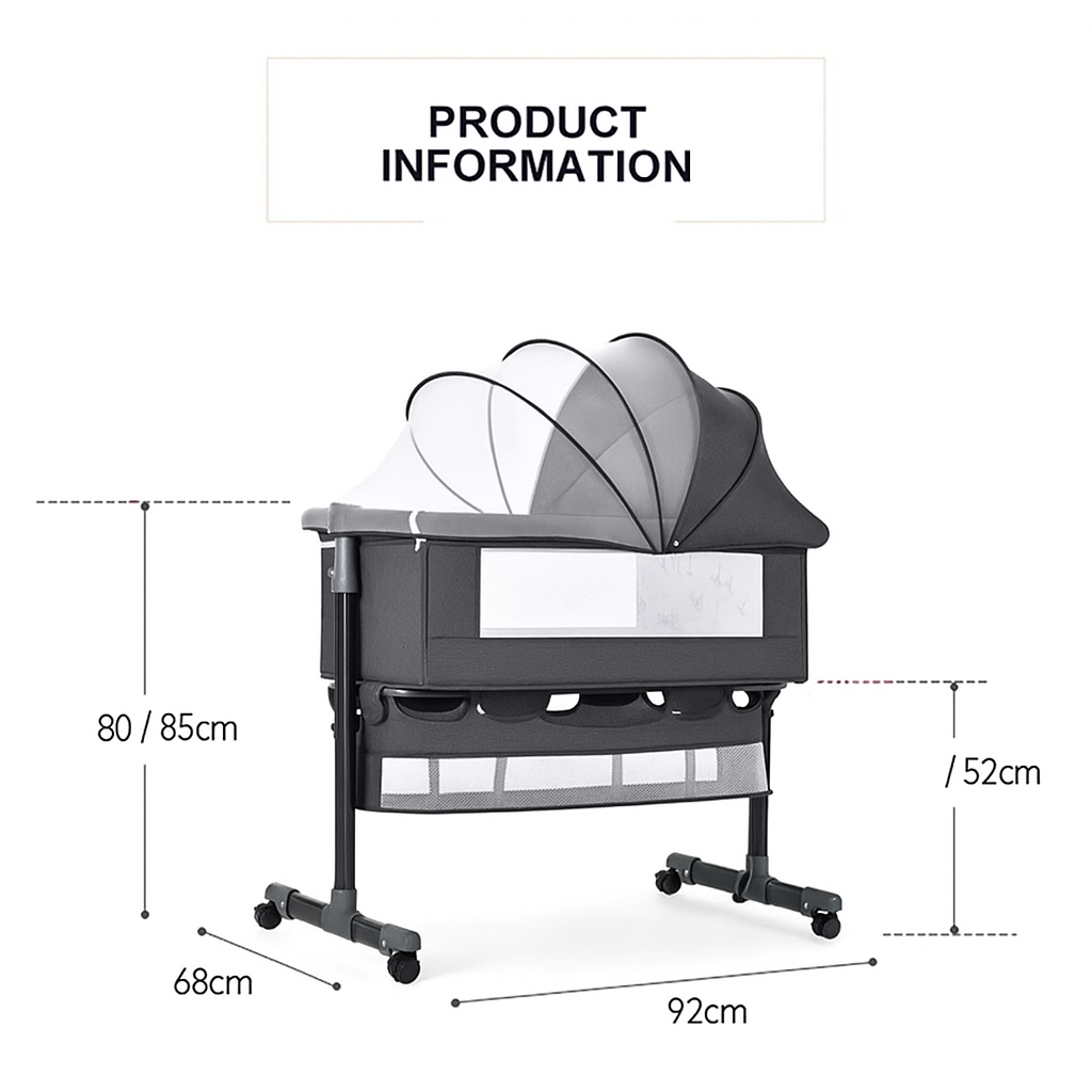 Lucca Baby Bassinet Cradle Co-Sleeper Bed with Canopy and Storage Basket